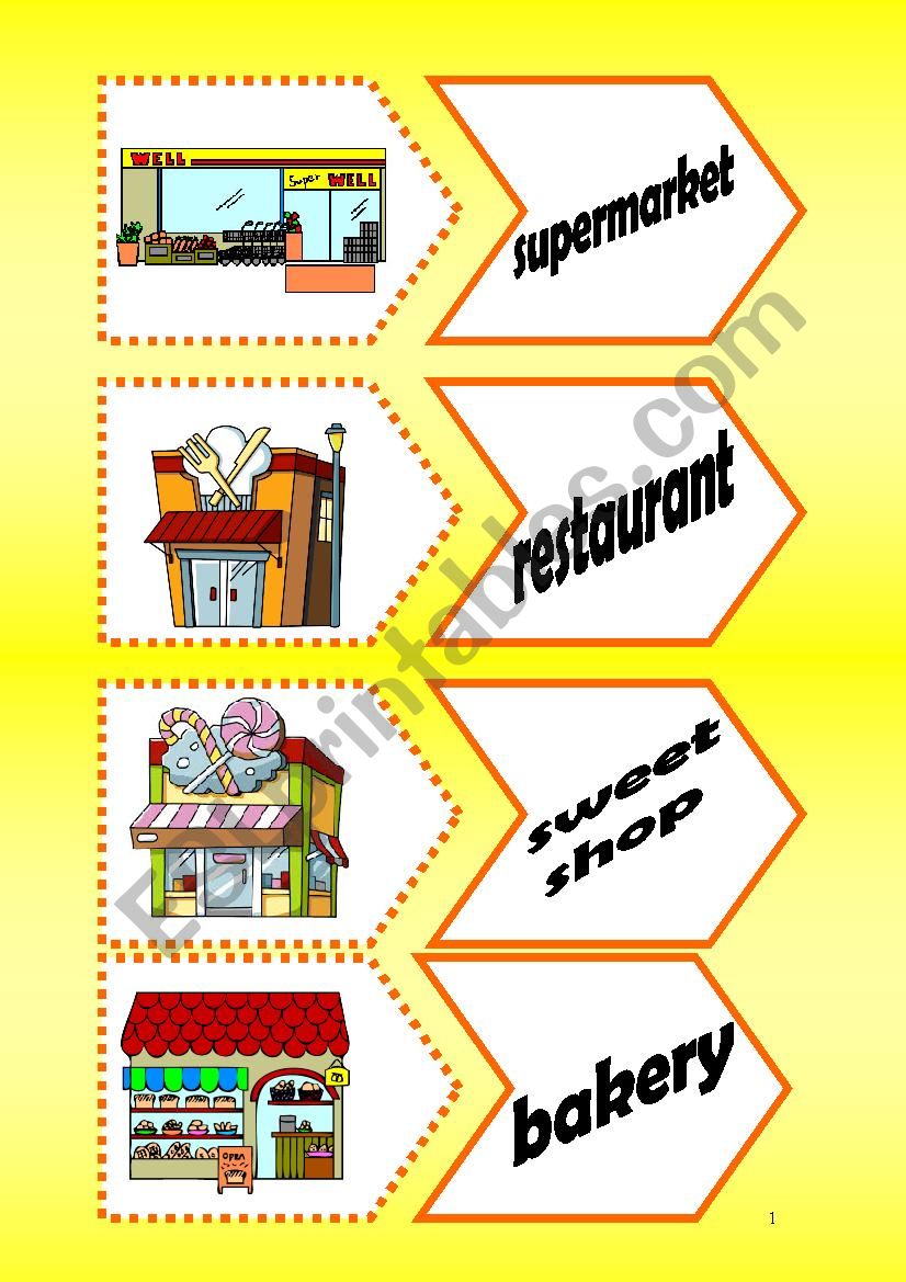 City Places In Town Flashcards Esl Worksheet By Anuska8
